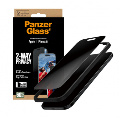 PanzerGlass Γυαλί προστασίας Fullcover Privacy Ultra-Wide Fit w. EasyAligner Case Friendly 0.3MM για Apple iPhone 17 Air 6.6 5G 2025 - PG-PG74944
